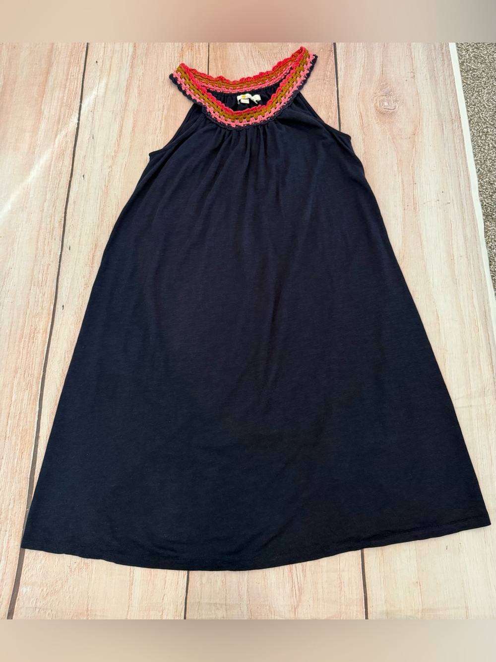 Boden Women Crochet Detail Trapeze Dress Navy Blue Size 4 EUC - Picture 8 of 8